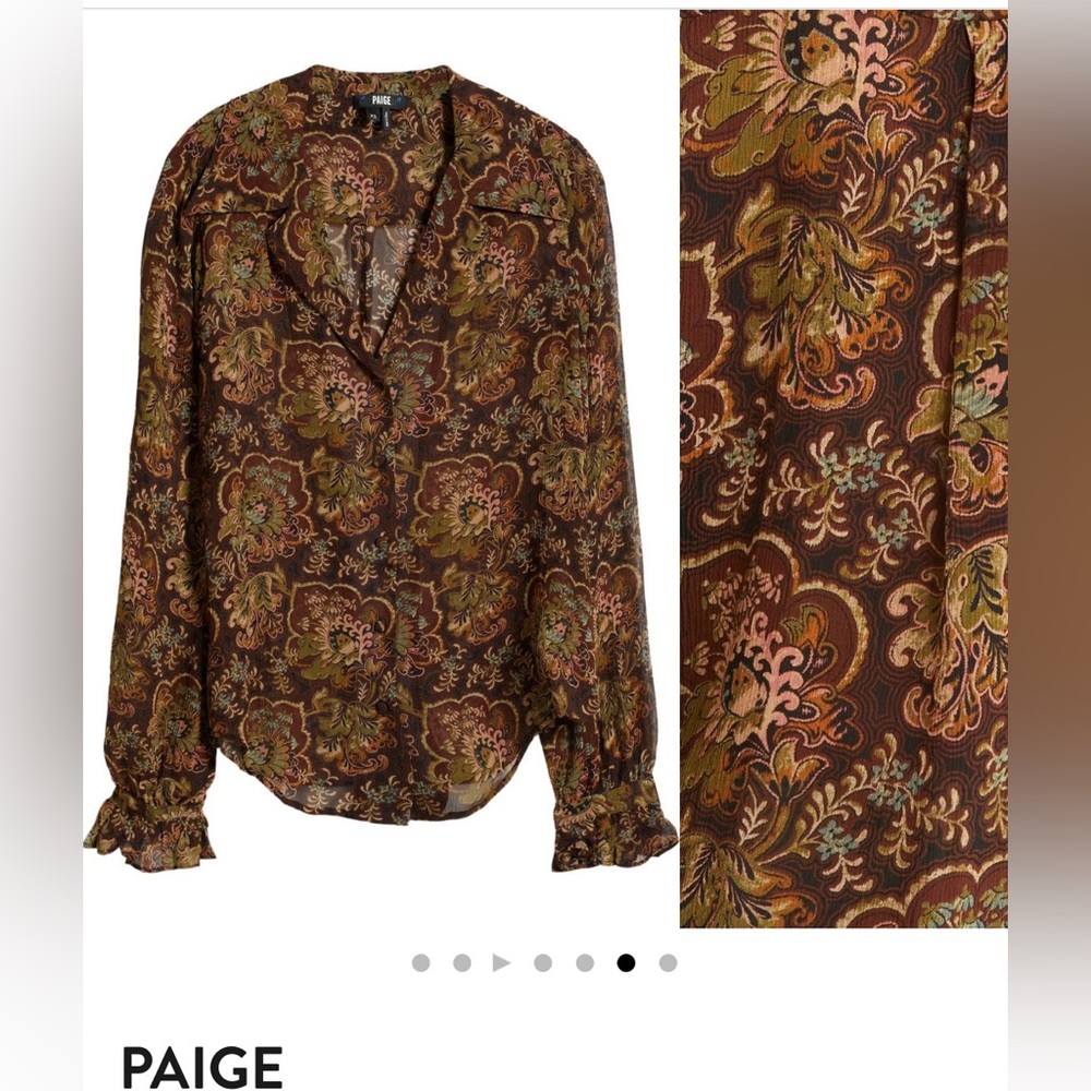 PAIGE. NWT. Ellyn Floral Silk Button-Up Blouse.